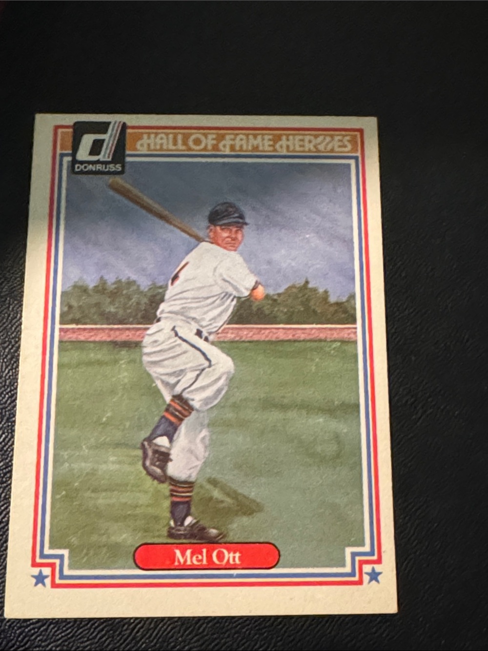 1983 Donruss Hall of Fame Heroes Mel Ott Baseball Card - White/Red/Blue
